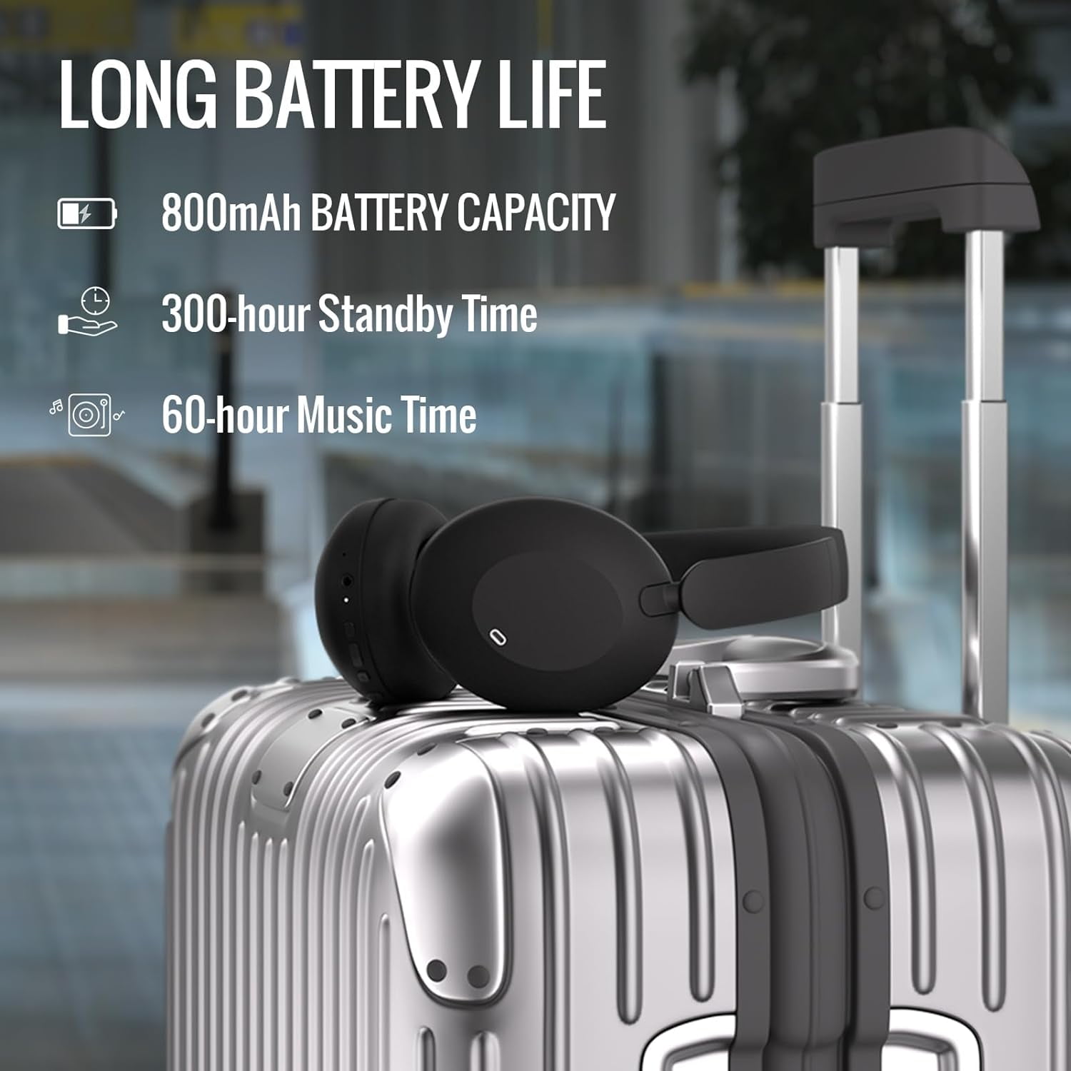 Swiifome Active Noise Canceling Headphones, over Ear Foldable Headphones with Mic, 60 Hours Play Time on Ear Bluetooth Headsets with Deep Bass, with HiFi Audio for Music