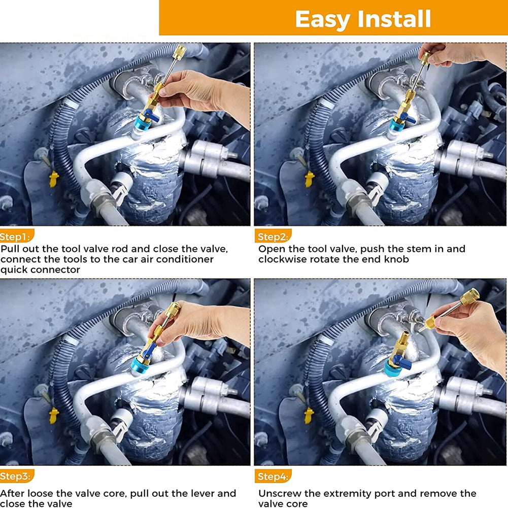 Fule R134A Valve Core Quick Remover Installer High Low Pressure Tool Air Conditioner