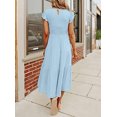 thumbnail image 2 of Eternal Blue Love Womens Casual Short Sleeve Midi Dresses Smocked Flowy Tiered Dress Blue,(US 16-18), 2 of 3