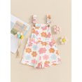 thumbnail image 2 of Bagilaanoe Little Girl Summer Jumpsuit Toddler Sleeveless Floral Print Romper Denim Overalls Shorts 6M 12M 18M 24M 3T 4T 5T 6T Kids Short Pants Summer Clothes, 2 of 7