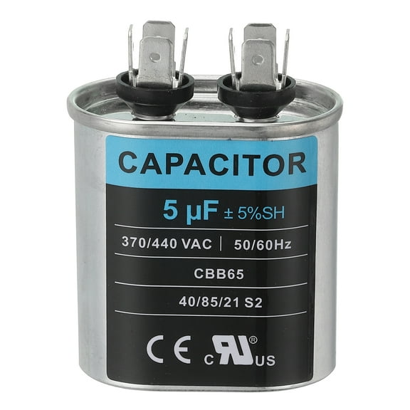 Uxcell CBB65 Capacitor, 5uF 370-440 VAC 50/60Hz Aluminium CBB65 Air Conditioner Motor Starting Capacitor for HVAC Systems, Air Conditioner, Heat Pump