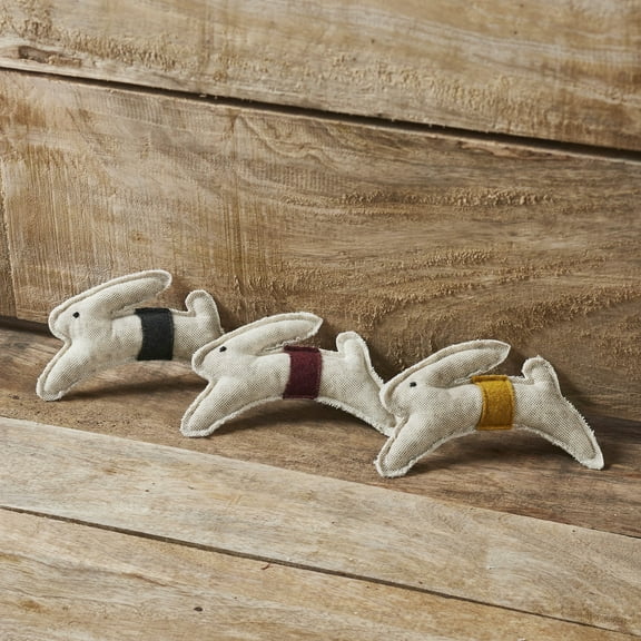VHC Brands Spring in Bloom Primitive Leaping Bunny Bowl Filler Set of 3 3.6x5.5