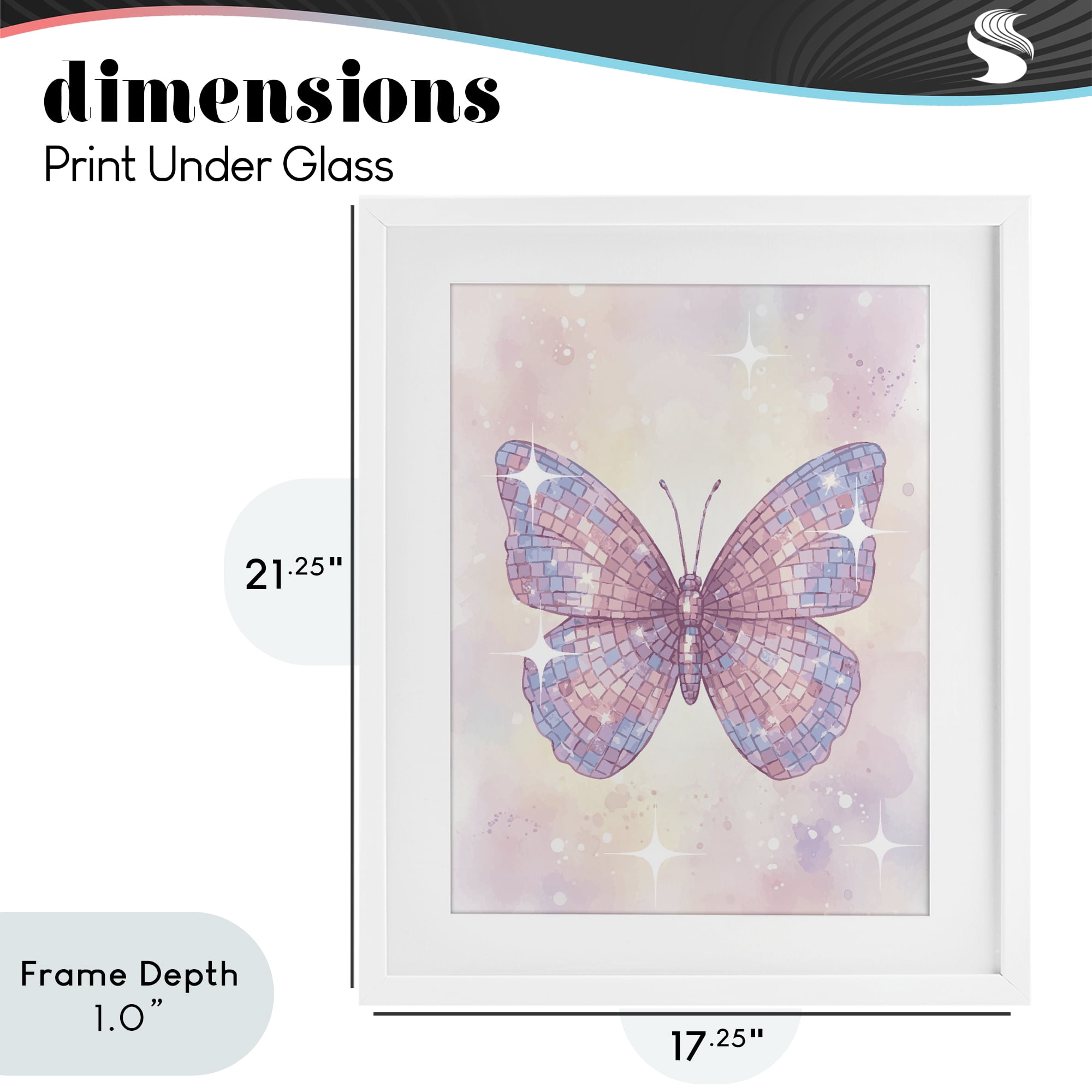 Stupell Industries Delicate Disco Butterfly White Framed Print Under Glass, design by Lil' Rue