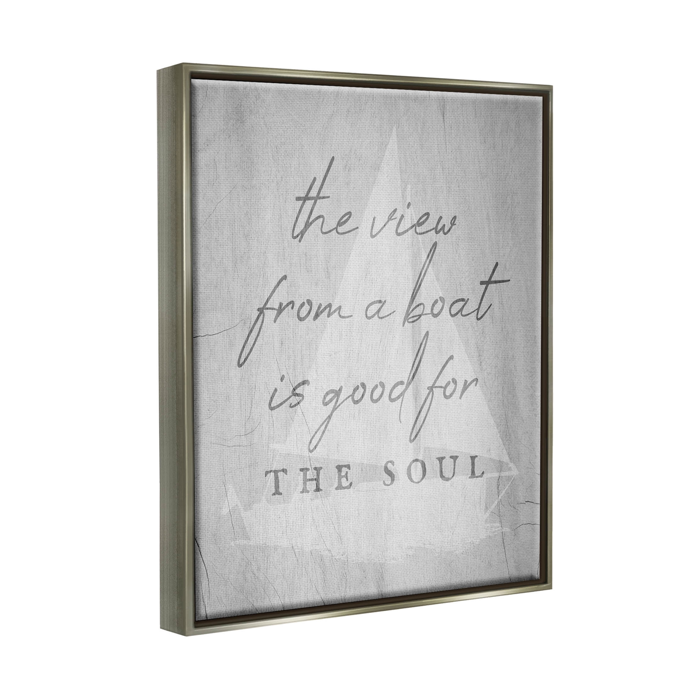 Stupell Industries View From Boat Good For Soul Phrase Graphic Art Luster Gray Floating Framed Canvas Print Wall Art, Design by Lil' Rue
