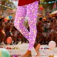 thumbnail image 2 of IWRICH Women's Rave Sequin Printed Leggings Basic Workout Yoga Pants Buttery Smooth Tights 11-Pink S, 2 of 4