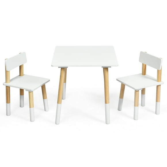 Set mesa y 2 sillas Costway madera de pino blanco