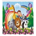 thumbnail image 3 of Ambesonne Cartoon Shower Curtain, Animals at the Hilltop, 69"Wx75"L, Multicolor, 3 of 3