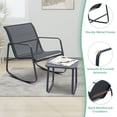 thumbnail image 6 of Ainfox 3 Piece Gray Patio Bistro Set, Outdoor Rocking Chairs with Glass Coffee Table, Gray Steel Frame Furniture for Balcony Porch Garden, 6 of 6