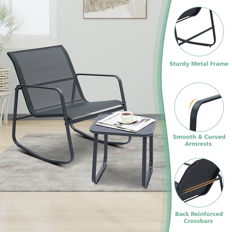 Ainfox 3-Piece Metal Patio Set, Rocking Chairs with Table photo 4