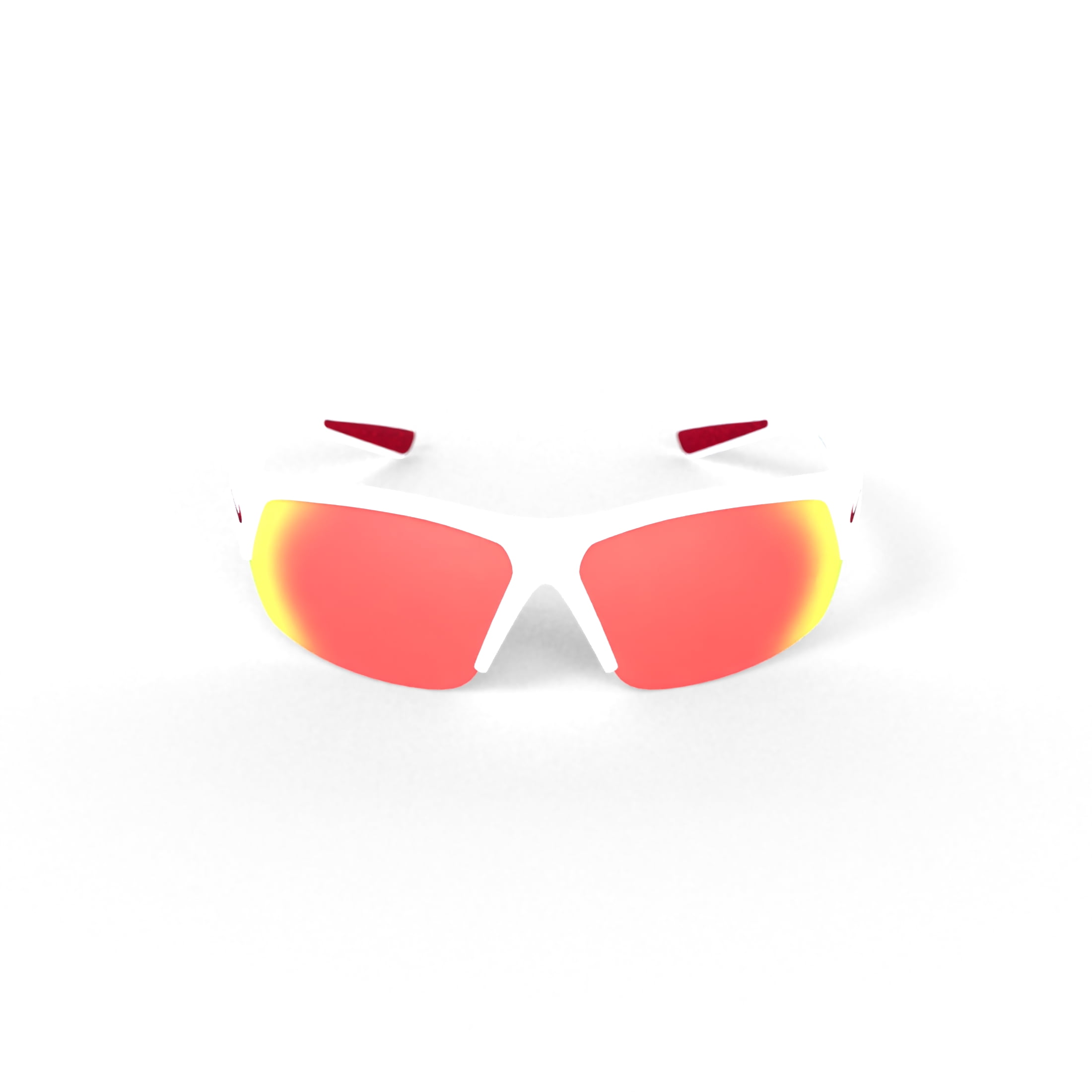 Nike Skylon Ace Semi-Rim Wrap Sunglasses, White Frame & Red Mirror
