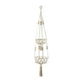 thumbnail image 7 of DecMode 10" x 10" x 49" Round White Fabric Handmade Hanging Macrame Wall Planter, 7 of 7