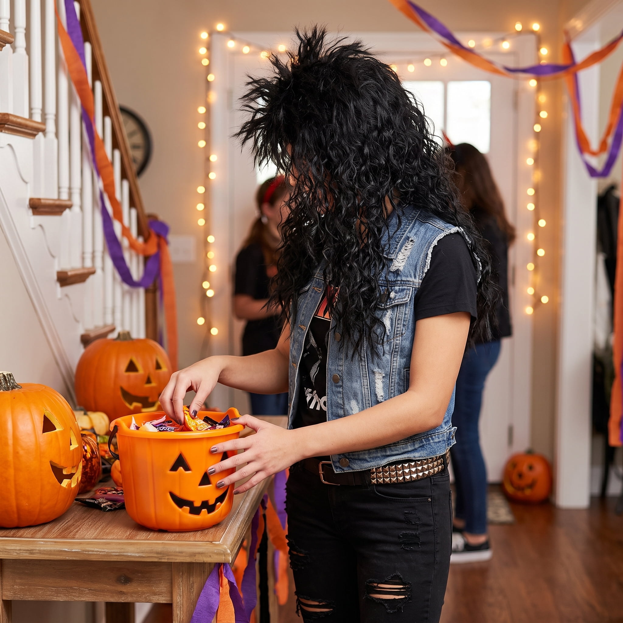 Rocker Wig Costume Accessory for Adults, Black, Halloween by Way To Celebrate