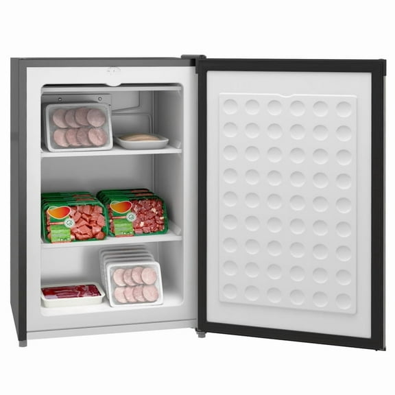 HOMCOM Upright Freezer, 3.0 Cubic Feet Compact Mini Freezer with Reversible Single Door and Adjustable Thermostat, Small freezer for Home, Dorm, Apartment, Home Office, Silver