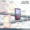 thumbnail image 5 of ELEHOLD Rugged Hybrid Case For Samsung Galaxy Tab S8, with Built-in Kickstand 360° Rotating Handstrap Crossbody Shoulder Strap Shockproof Heavy Duty Case, Rose Gold+Beige, 5 of 9