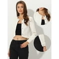 thumbnail image 2 of DARING DIVA Women's Collarless Button Down Long Sleeve Denim Jacket XS White, 2 of 6