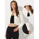 thumbnail image 2 of Chaqueta de mezclilla para mujer Chaquetas de mezclilla cortas con botones sin cuello Blanco L, 2 of 5