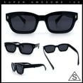 thumbnail image 2 of Mod Gentleman Style Hipster Narrow Thick Horn Rim Mod Sunglasses All Black, 2 of 7
