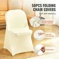 thumbnail image 6 of KFFKFF Elastic Spandex Foldable Chair Wraps, Universally Compatible Chair Shrouds, Detachable Launderable Safety Covers, Ideal for Nuptials, Festivities, Gala, Gathering (Pack of 50, Off-White), 6 of 8