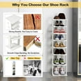 thumbnail image 6 of 7-Tiers Shoe Rack, Tall Vertical Shoe Storage with Removable Shelves & Anti-toppling Device, Slim Corner Shoe Shelf Organizer for Entryway, Closet, Small Space (White), 6 of 8