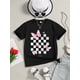 thumbnail image 1 of Girls Fashion Summer Plaid Butterfly Print Casual Short Sleeve Top, 1 of 6