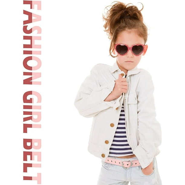 Cinturon De Corazon Mujer Cinturones Infantiles Con Hebilla De Corazón - Pack De 2 (Negro Y Marrón) - Ajustables Para Jeans Y Pantalones Pantalón Marrón Niño