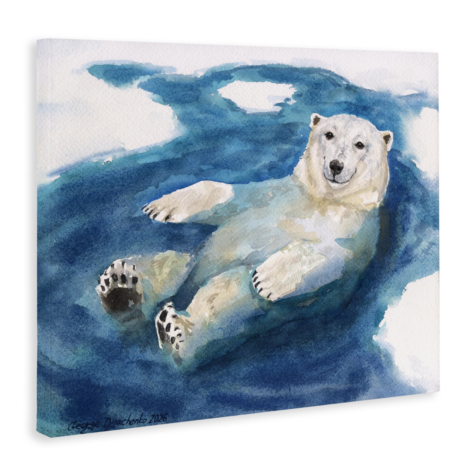 Stupell Industries Polar Bear Icy Bath Time Canvas Wall Art, design by George Dyachenko