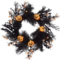 thumbnail image 1 of Halloween Artificial Wreath, 18 Inch Halloween Door Wreath with Pumpkin Rose Ribbon Ghost Halloween Decor Home Indoor Outdoor Pumpkin Ghost Head, 1 of 5