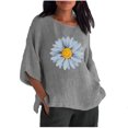 thumbnail image 1 of Hauts d'Été pour Femmes 2023 Femmes Été Aguichant Imprimé Régulier à Boutons Manches Trois Quarts Col Rond Bohémien T-Shirt Grande Taille pour Femmes, 1 of 4