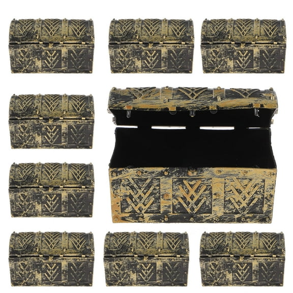 USHOBE 10Pcs Plastic Toy Pirate Treasure Boxes Kid Treasure Box for Role-playing Scenarios and Games