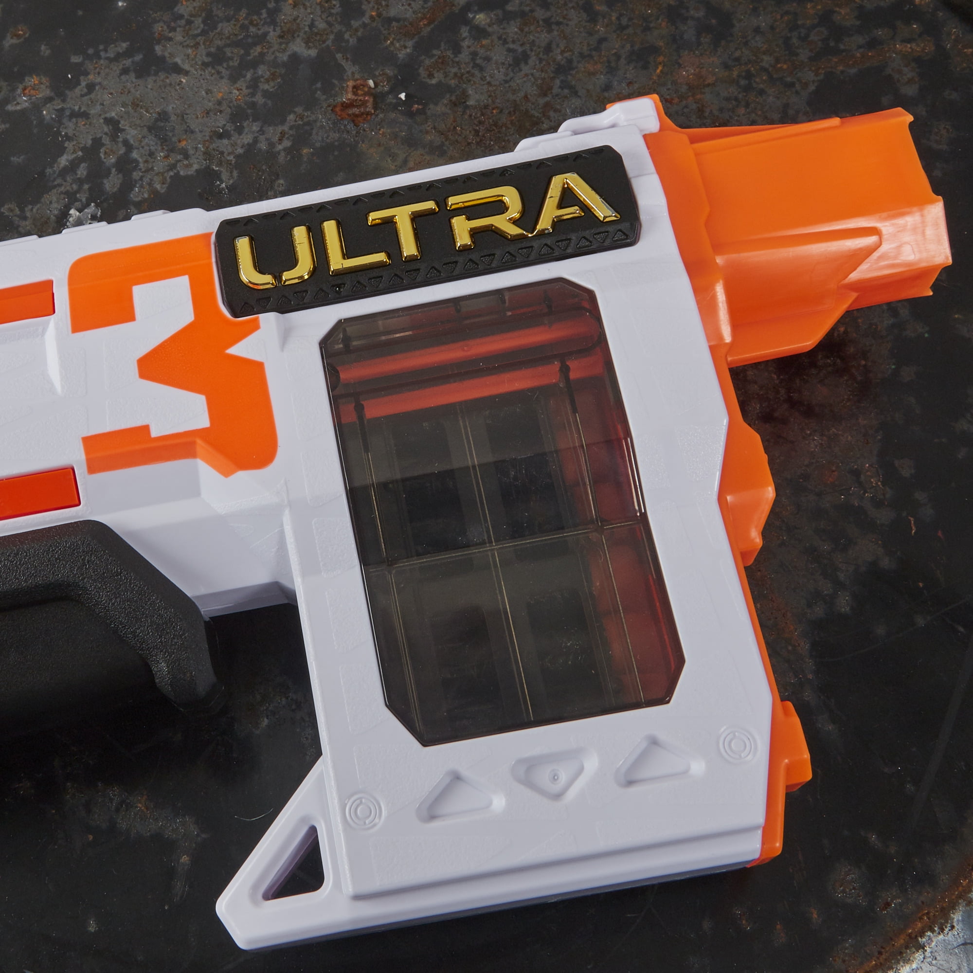 Nerf Ultra Three Blaster, Pump-Action, 8-Dart Clip, 8 Nerf Ultra Darts