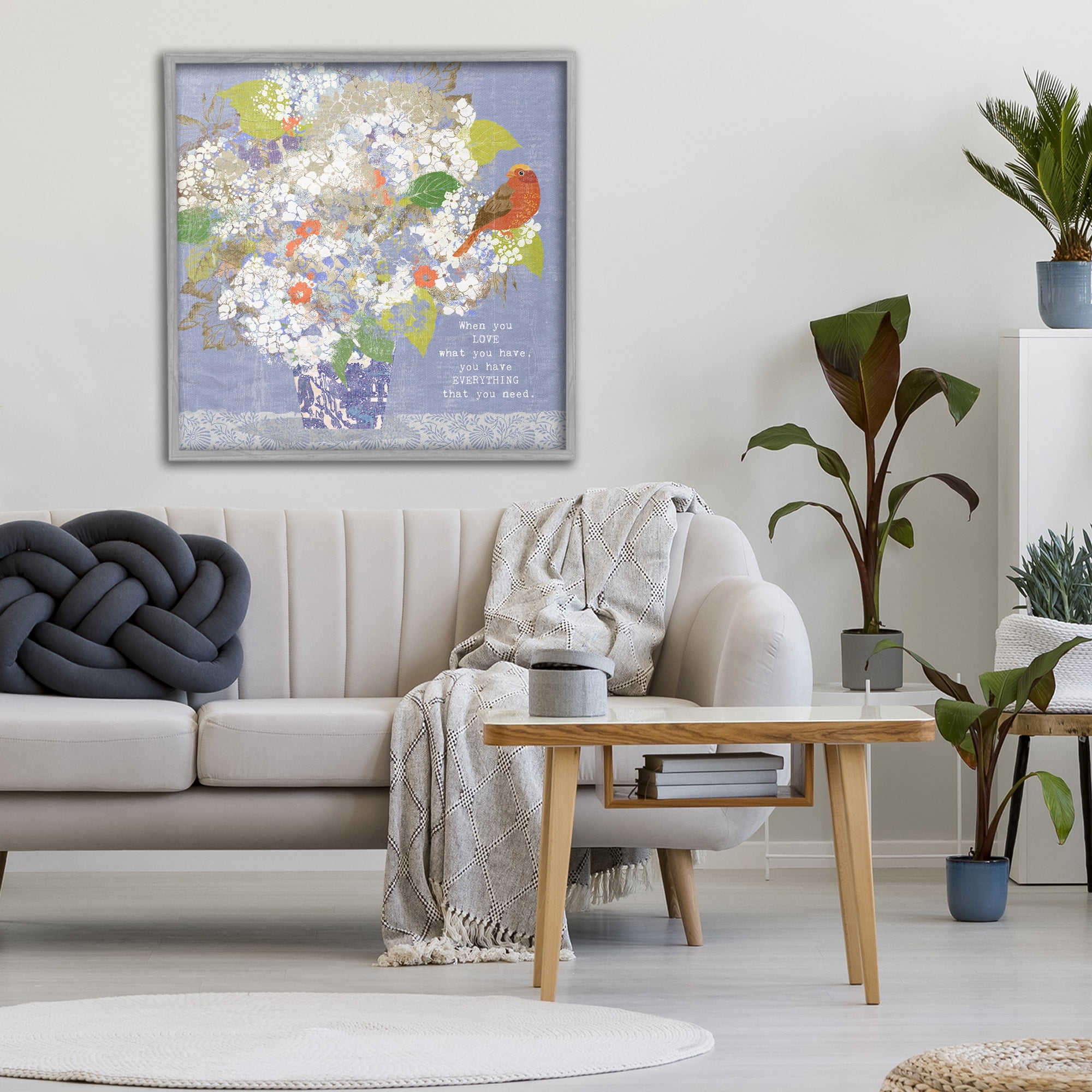 Stupell Industries Floral Inspiration On Love Gray Framed Giclee Art, design by Suzanne Nicoll