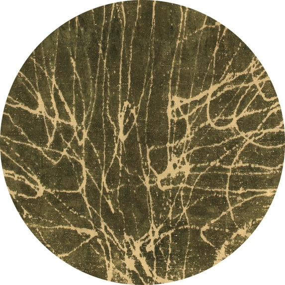 Ahgly Company Indoor Round Abstract Brown Modern Area Rugs, 3' Round
