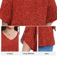 thumbnail image 3 of Asklazy Women's Fall Casual 3/4 Ruffled Sleeve Chiffon Blouse Tops for Women,US Size,L,Flower Wine Red, 3 of 7