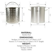 GasOne Fryer Pot 32 QT - All Purpose - Stainless Steel Tri Ply Bottom with All Purpose Pot Deep