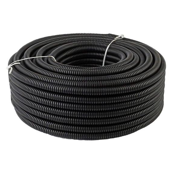 1-Inch Split Wire Loom Tubing, 20-Ft Cut Piece, Flexible Corrugated Cable Conduit for Wire Protection, Black
