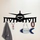 thumbnail image 2 of Llavero de metal con forma de avión, decorativo, con 10 ganchos, para colgar en la pared, organizador de llaves negro, colgador de correa para perro, ideal para habitación de niño o puerta de entrada., 2 of 9
