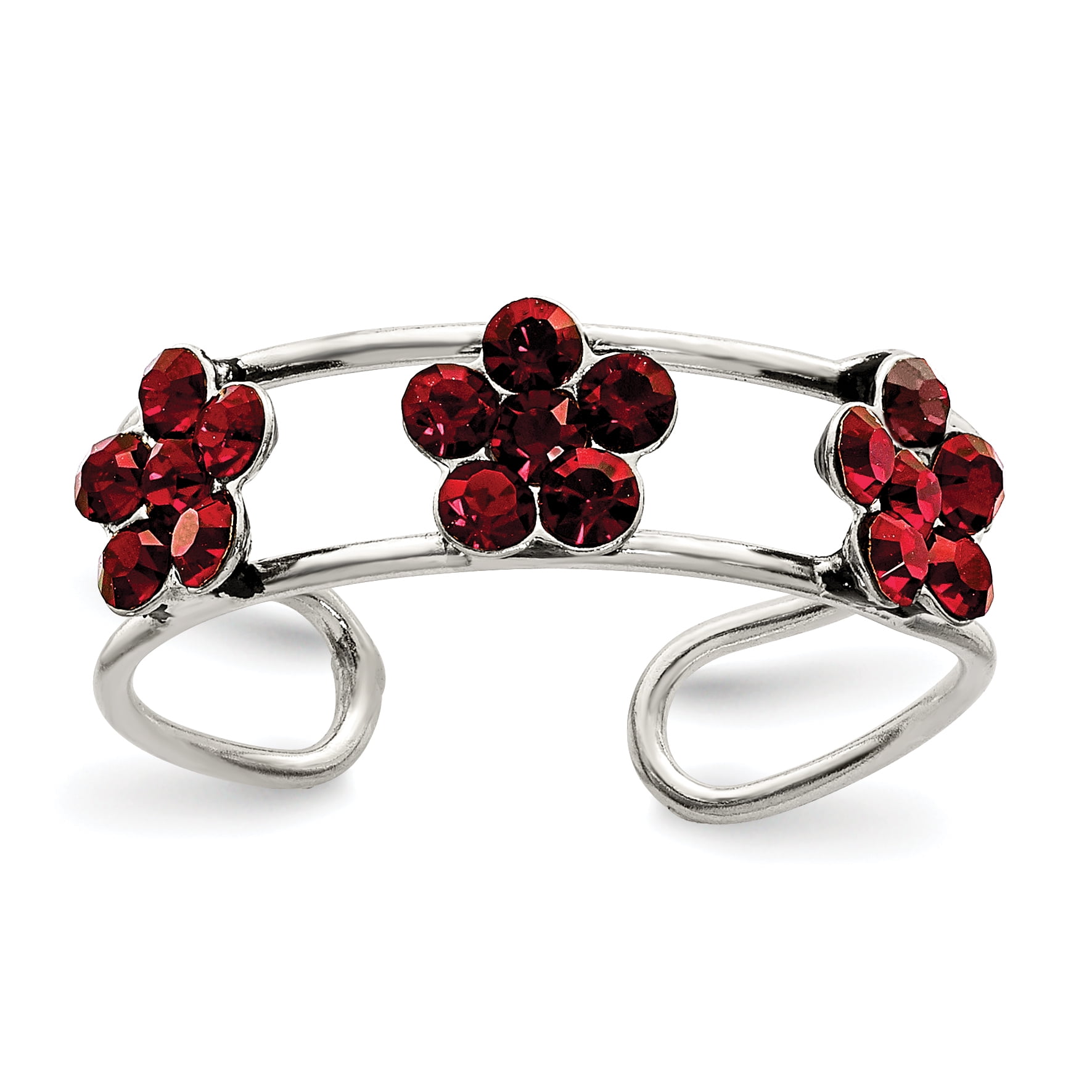 Primal Silver Sterling Silver Stellux Crystal Floral Toe Ring