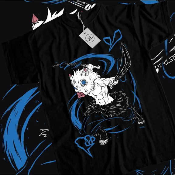 Anime Kimetsu No Yaiba Inosuke Beast Breathing Black T-Shirt, Gift For Friends