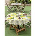 thumbnail image 3 of Outdoor Tablecloth with Umbrella Hole and Zipper, Yellow Lemon Round Table Cloth 54 Inch Waterproof Tablecloth, Summer Botanical Watercolor Pastoral Picnic Table Cover for Patio Camping, 3 of 7