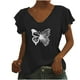 thumbnail image 1 of Camiseta informal para mujer, blusa estampada con volantes, manga corta, cuello en V, Tops Fridja ghk7127, 1 of 5