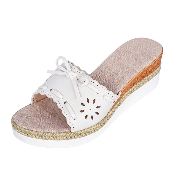 IWRICH Orthopedic Wedge Sandals Walking Sandals Anti- Slippers Arch Support Open Toe Platform Sandals White 9.5