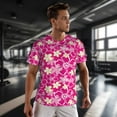 thumbnail image 3 of Wukai Vintage Flowers Print Men's Short-Sleeved Mesh T-Shirt,Quick-Dry Short Sleeve Workout T-Shirt-Medium, 3 of 8