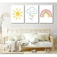 thumbnail image 2 of 3 Pcs Boho Nursery Canvas Wall Art Sun Rainbow Children Room Painting Picture Wall Decor Child color Cloud Poster Print Artwork for Boys Girls Bedroom Children Home Decoration, 2 of 5