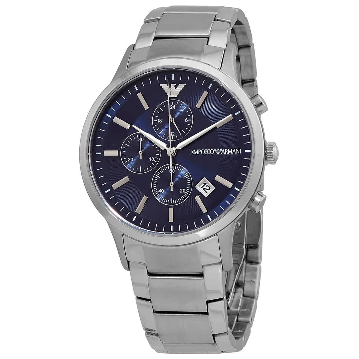 emporio armani men's renato stainless steel dress watch with quartz movement