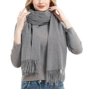Leesechin Scarf for Women Clearance Women's Fashion Winter Warm Scarf Solid Color Nfinity Scarves Tassel Knitted Scarf