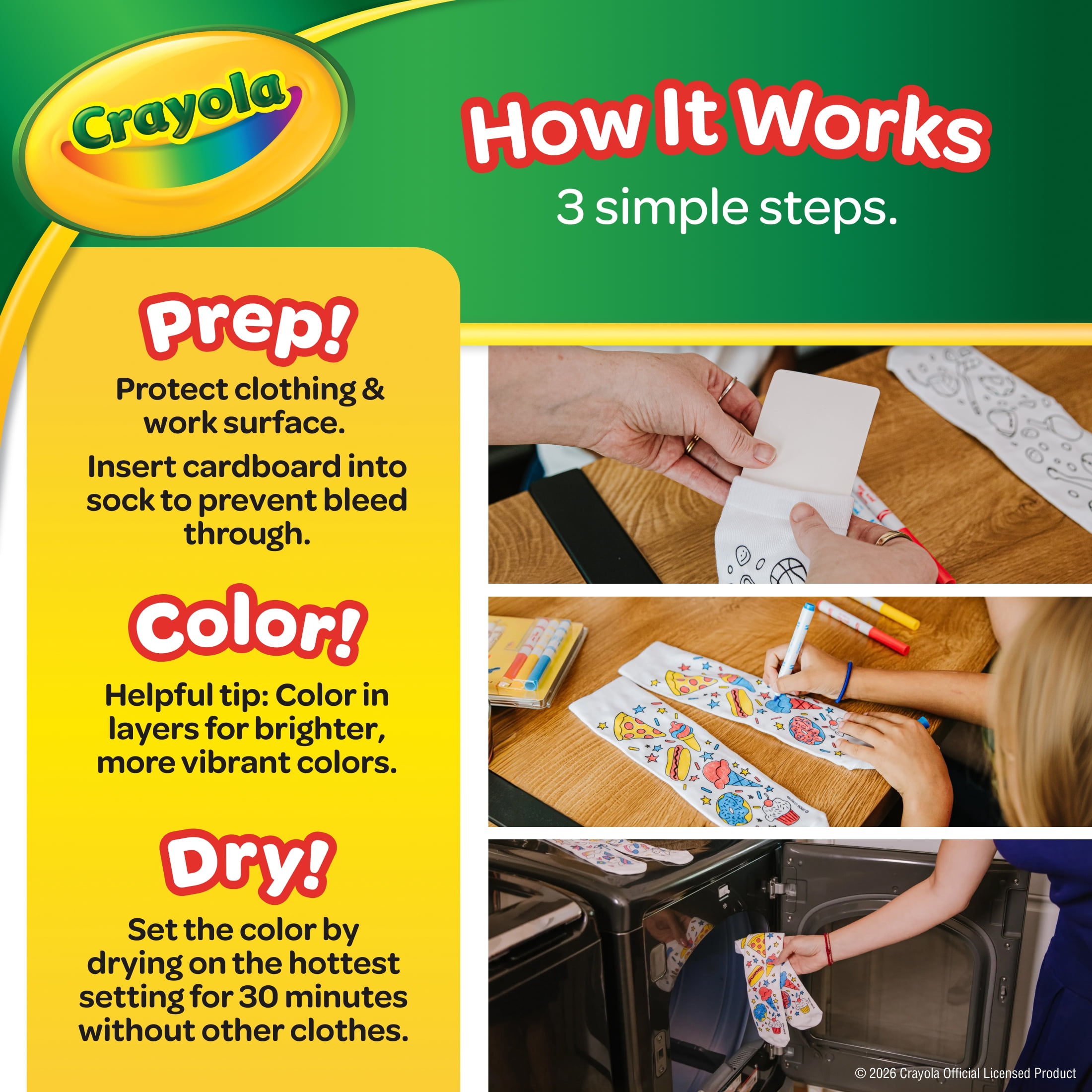 Crayola Color-In Socks Unisex Kids One Size