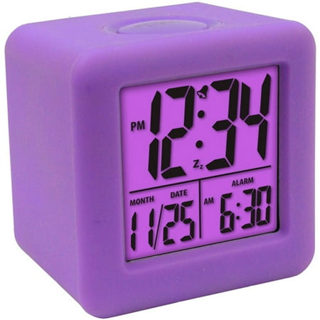Equity Cube LCD Alarm Clock, Purple