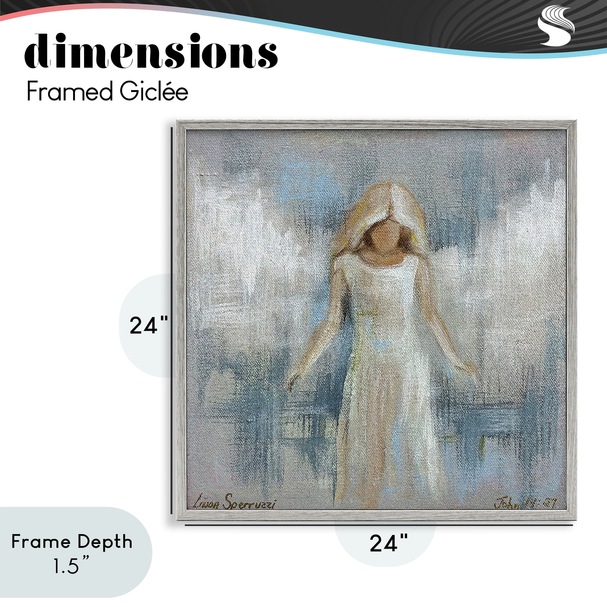 Stupell Industries Ethereal Peace Angel Gray Framed Giclee Art, design by Linda Sperruzzi