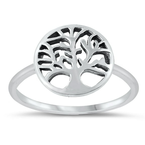 Sterling Silver Round Tree of Life Ring Size 4