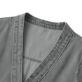 thumbnail image 4 of AherBiu Jean Cardigan for Women Button down V Neck Collarless Long Sleeve Oversized Denim Jacket with Pockets(X-Large,Gray), 4 of 8